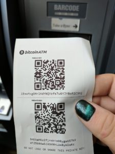 Bitcoin ATM receipt